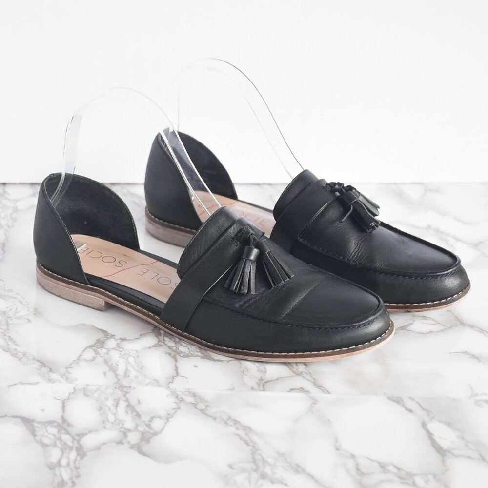 Sole Society Blair Black Leather Loafers Mules Size 7.5